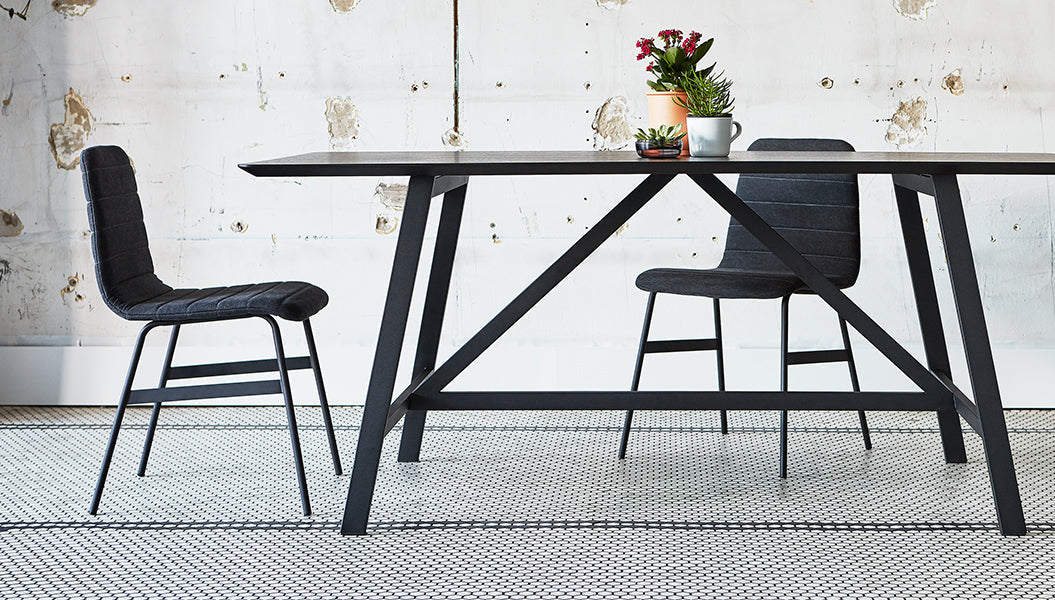 Lecture Upholstered Dining Chairs by Gus Modern lifestyle view