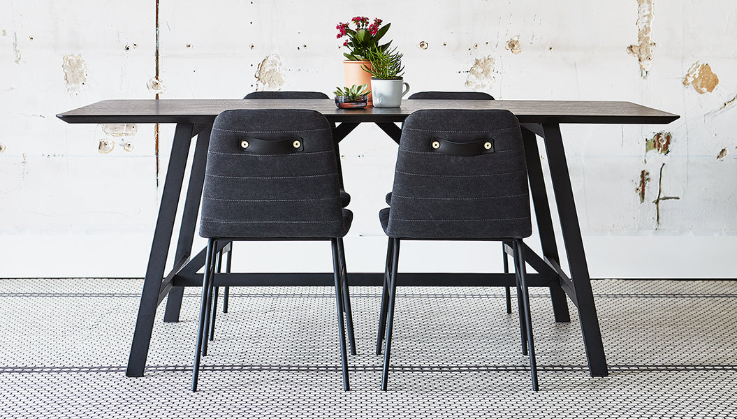 Lecture Upholstered Dining Chairs by Gus Modern lifestyle view