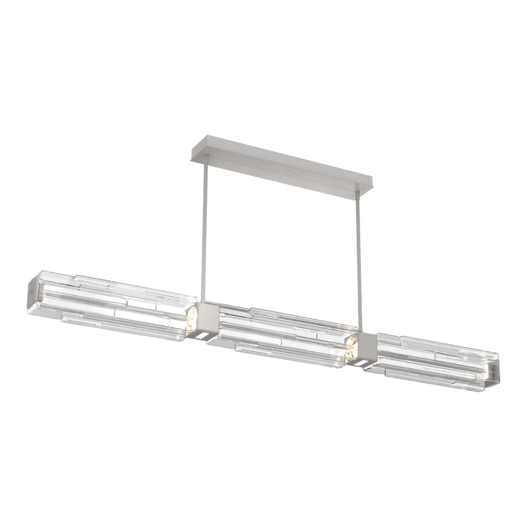 Ledgestone Linear Chandelier by Hammerton Studio Large in Beige Silver with Clear Ledgestone glass