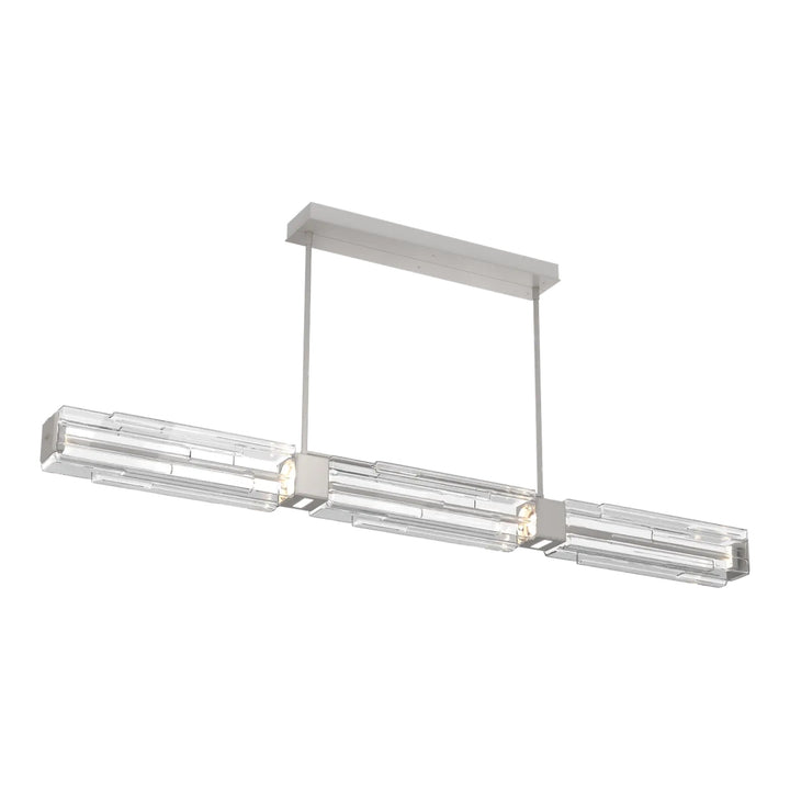 Ledgestone Linear Chandelier by Hammerton Studio Large in Beige Silver with Clear Ledgestone glass