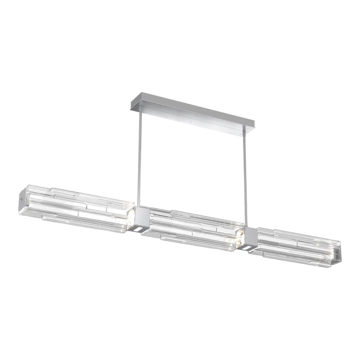 Ledgestone Linear Chandelier by Hammerton Studio Large in Classic Silver with Clear Ledgestone glass