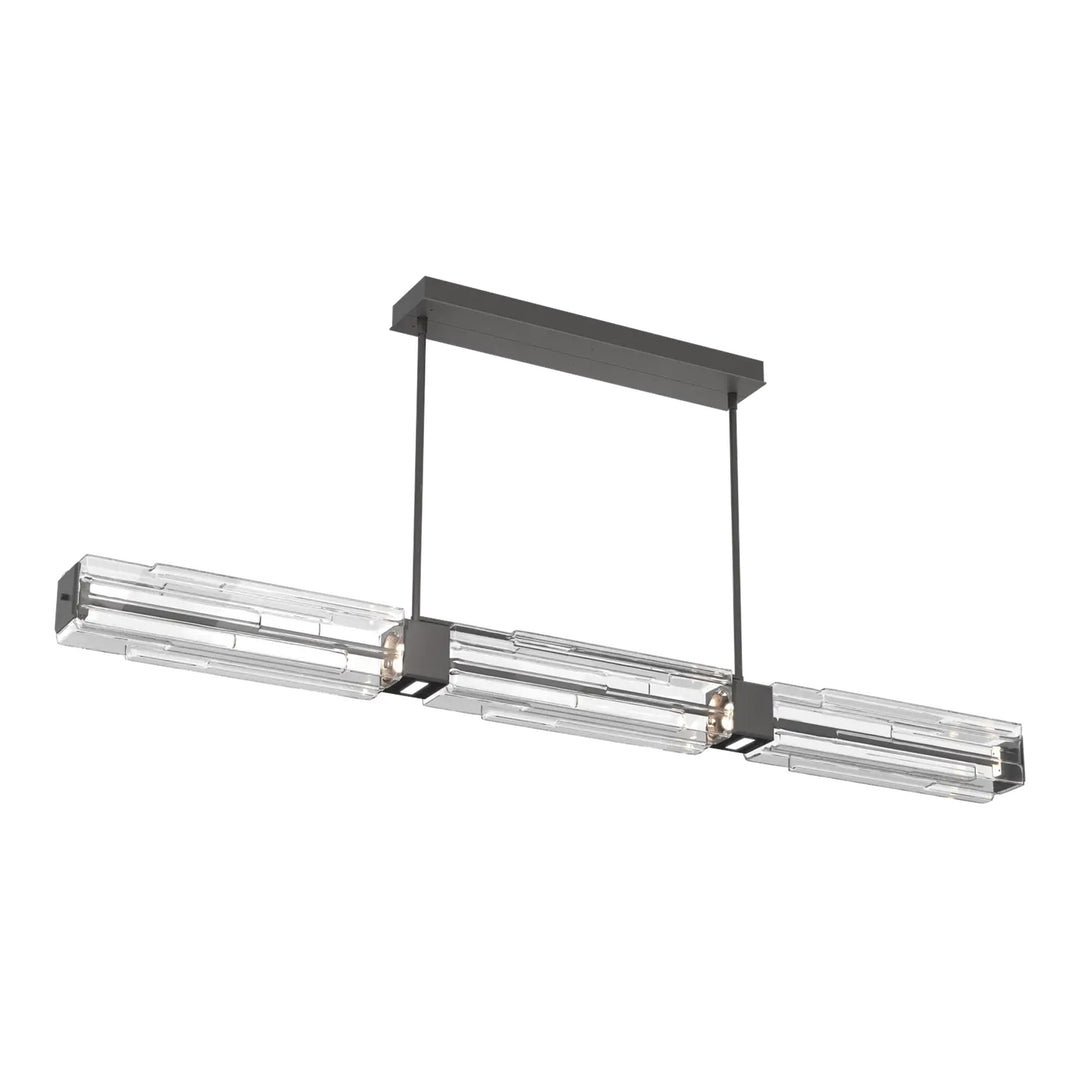 Ledgestone Linear Chandelier by Hammerton Studio Large in Graphite with Clear Ledgestone glass