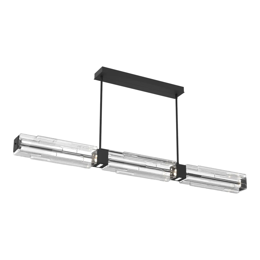 Ledgestone Linear Chandelier by Hammerton Studio Large in Matte Black with Clear Ledgestone glass