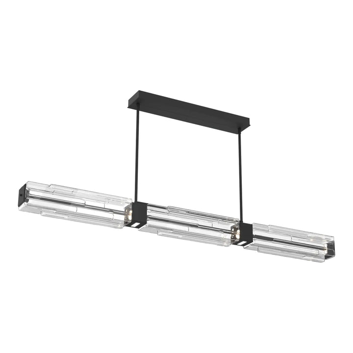 Ledgestone Linear Chandelier by Hammerton Studio Large in Matte Black with Clear Ledgestone glass