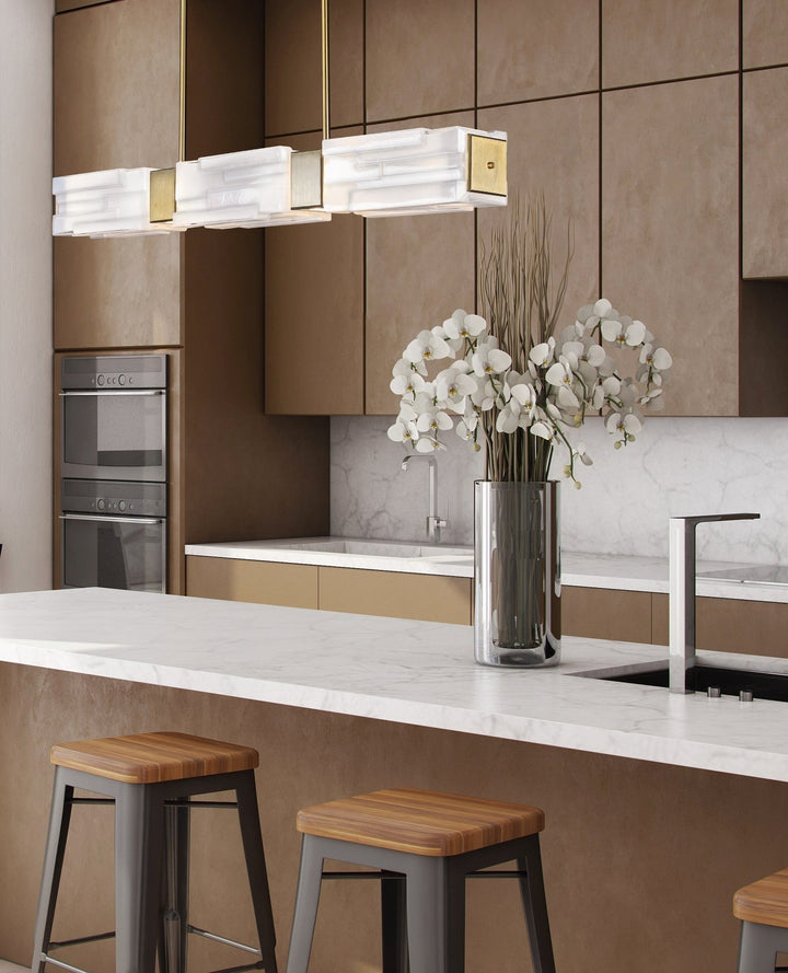 Ledgestone Linear Chandelier by Hammerton Studio in a styled interior