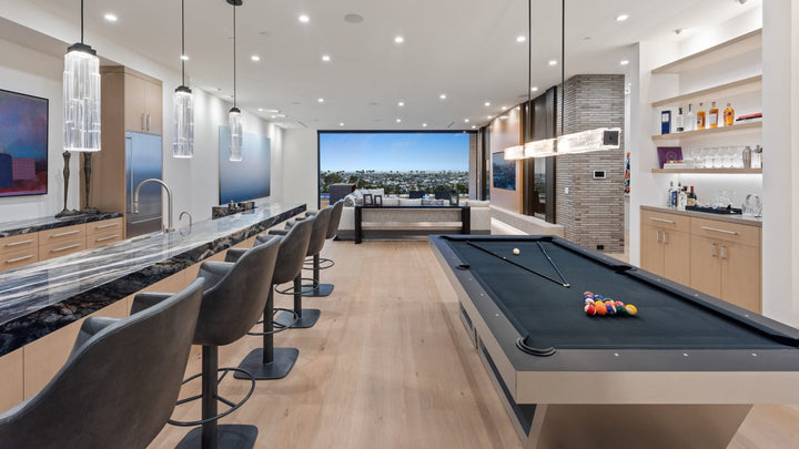 Ledgestone Linear Chandelier by Hammerton Studio in a styled interior