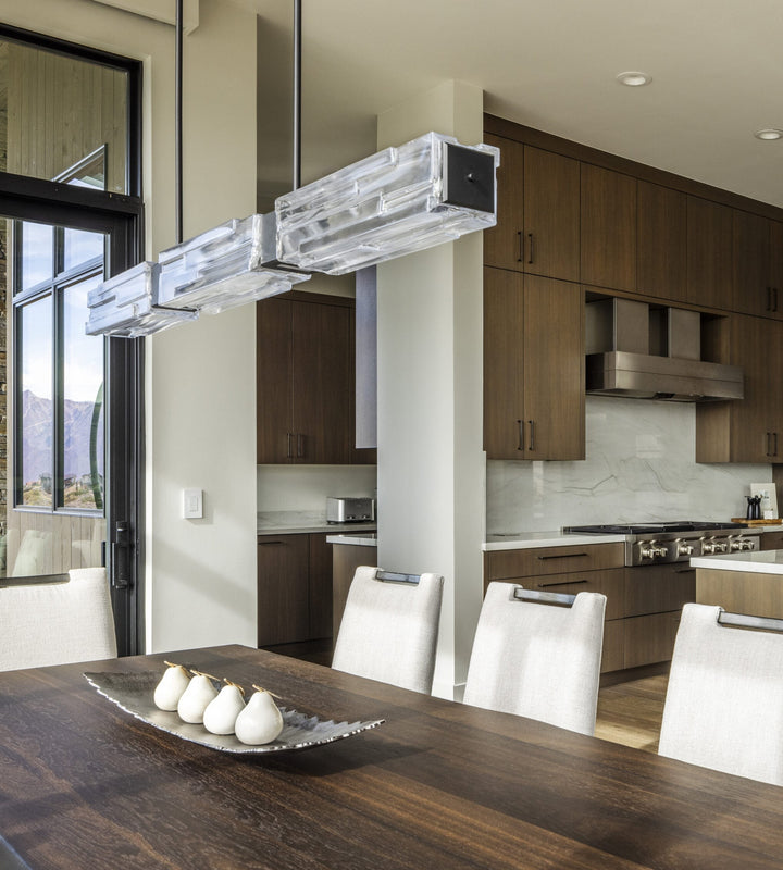 Ledgestone Linear Chandelier by Hammerton Studio in a styled interior