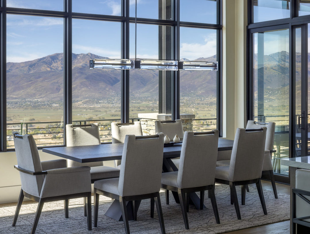 Ledgestone Linear Chandelier by Hammerton Studio in a styled interior