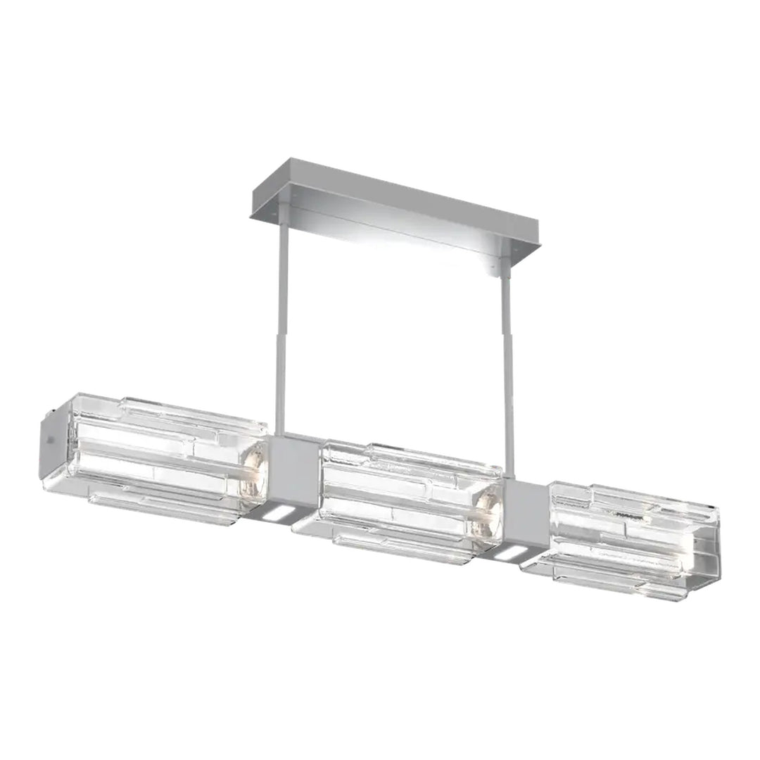 Ledgestone Linear Chandelier by Hammerton Studio Medium in Classic Silver with Clear Ledgestone glass