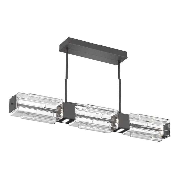 Ledgestone Linear Chandelier by Hammerton Studio Medium in Graphite with Clear Ledgestone glass