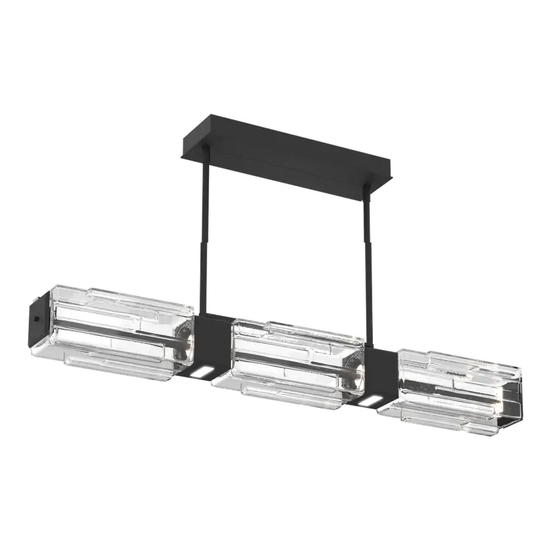 Ledgestone Linear Chandelier by Hammerton Studio Medium in Matte Black with Clear Ledgestone glass