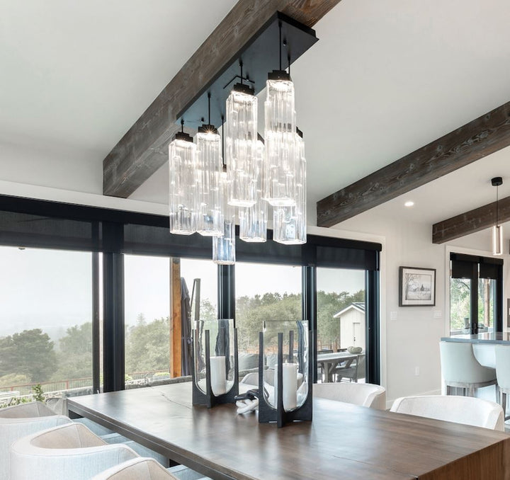 Ledgestone Linear Pendant Chandelier by Hammerton Studio in a styled interior