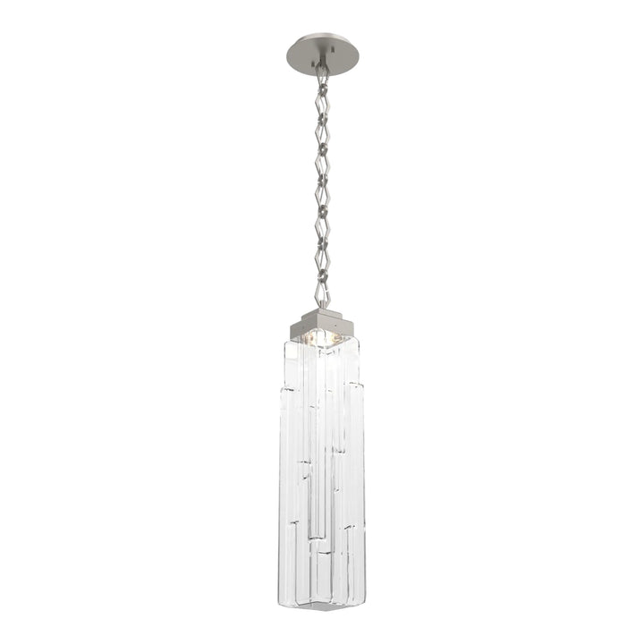 Ledgestone Pendant by Hammerton Studio in Beige Silver with Clear Ledgestone glass on chain