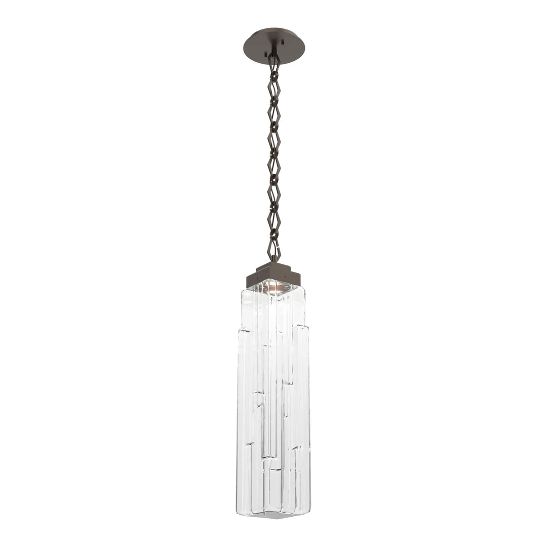 Ledgestone Pendant by Hammerton Studio in Flat Bronze with Clear Ledgestone glass on chain