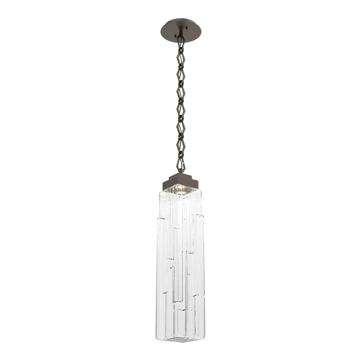 Ledgestone Pendant by Hammerton Studio in Flat Bronze with Clear Ledgestone glass on chain