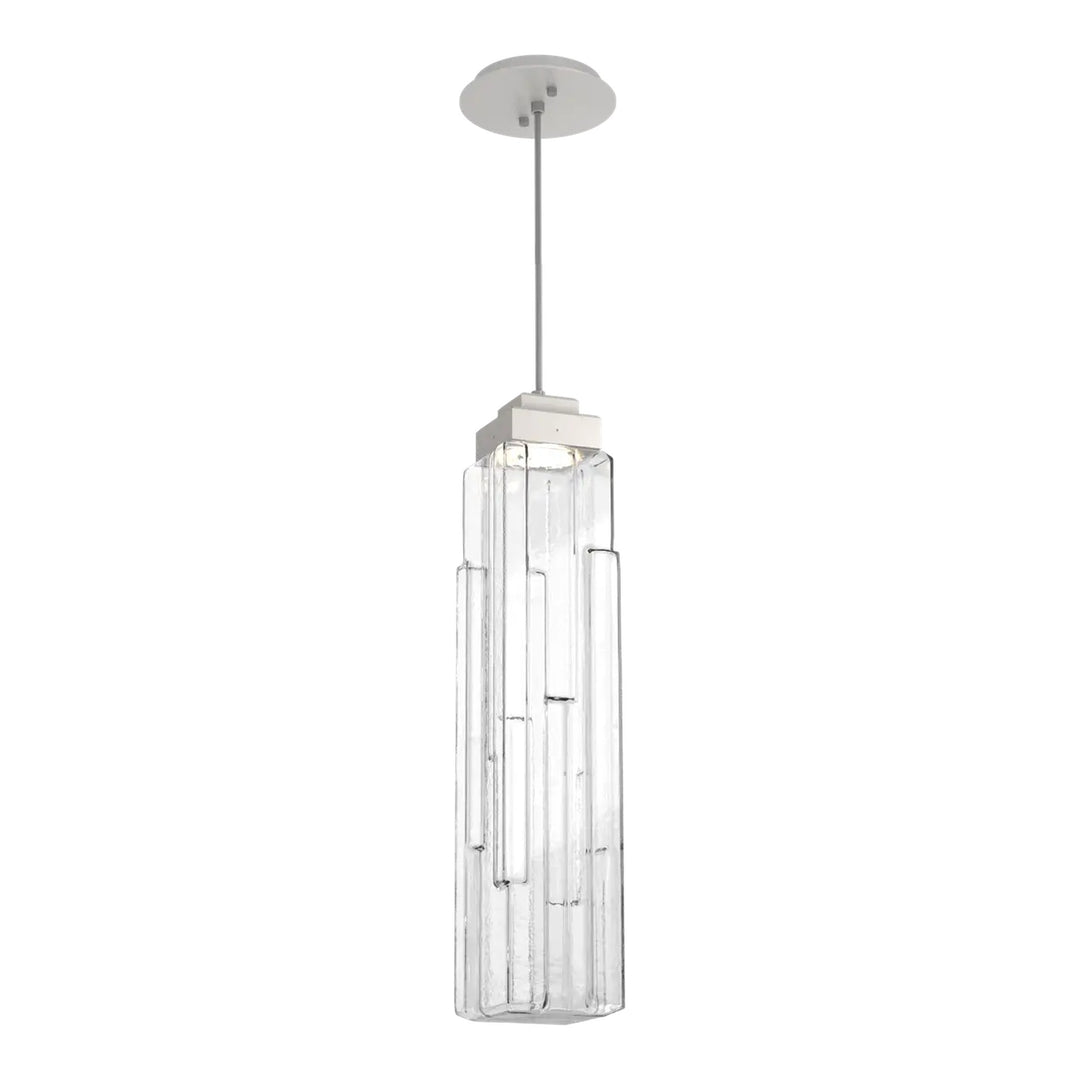 Ledgestone Pendant by Hammerton Studio in Beige Silver with Clear Ledgestone glass on adjustable cord