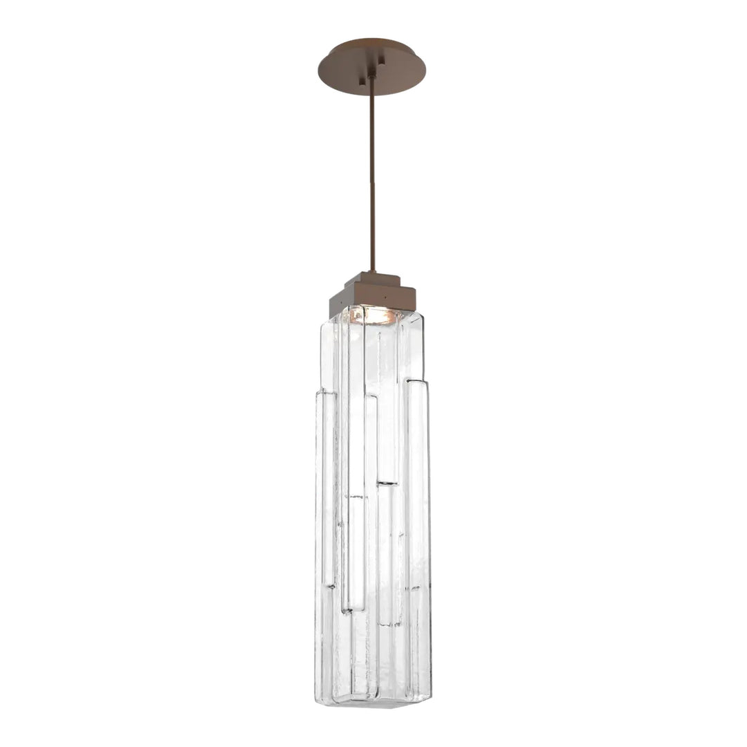 Ledgestone Pendant by Hammerton Studio in Burnished Bronze with Clear Ledgestone glass on adjustable cord