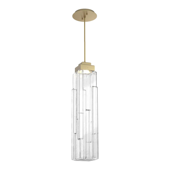 Ledgestone Pendant by Hammerton Studio in Gilded Brass with Clear Ledgestone glass on adjustable cord