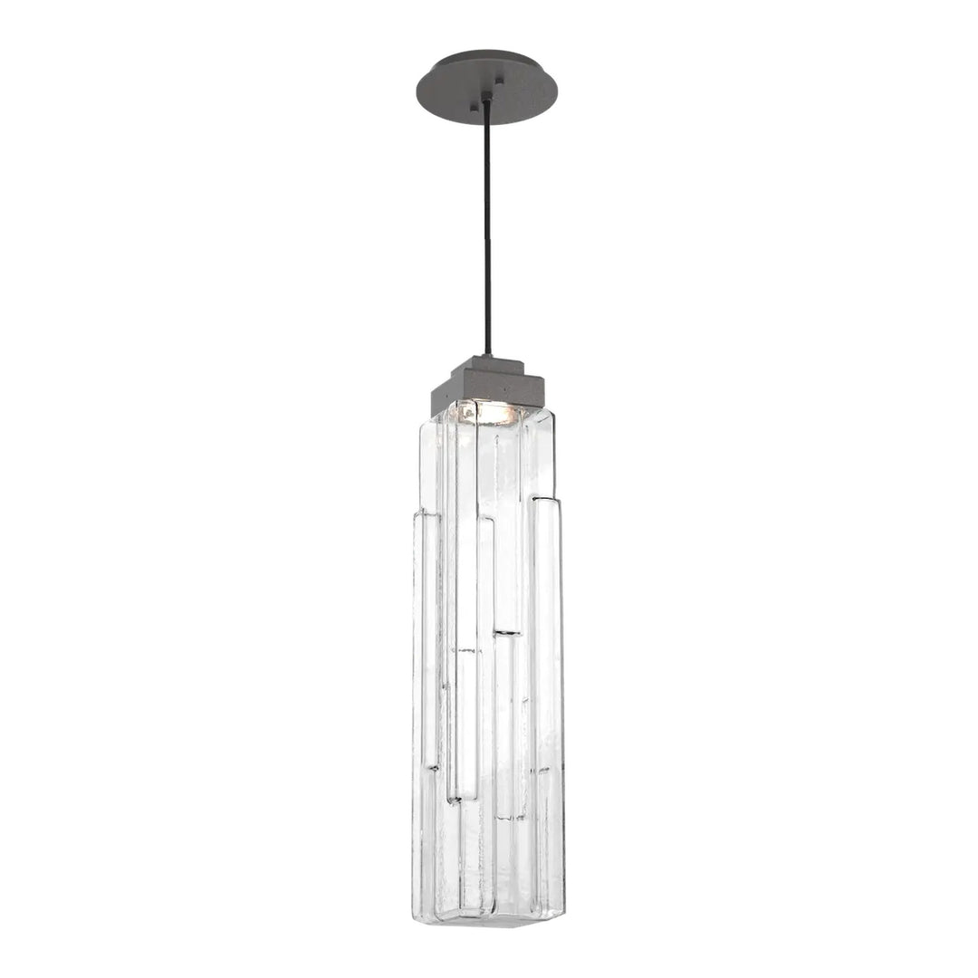 Ledgestone Pendant by Hammerton Studio in Graphite with Clear Ledgestone glass on adjustable cord