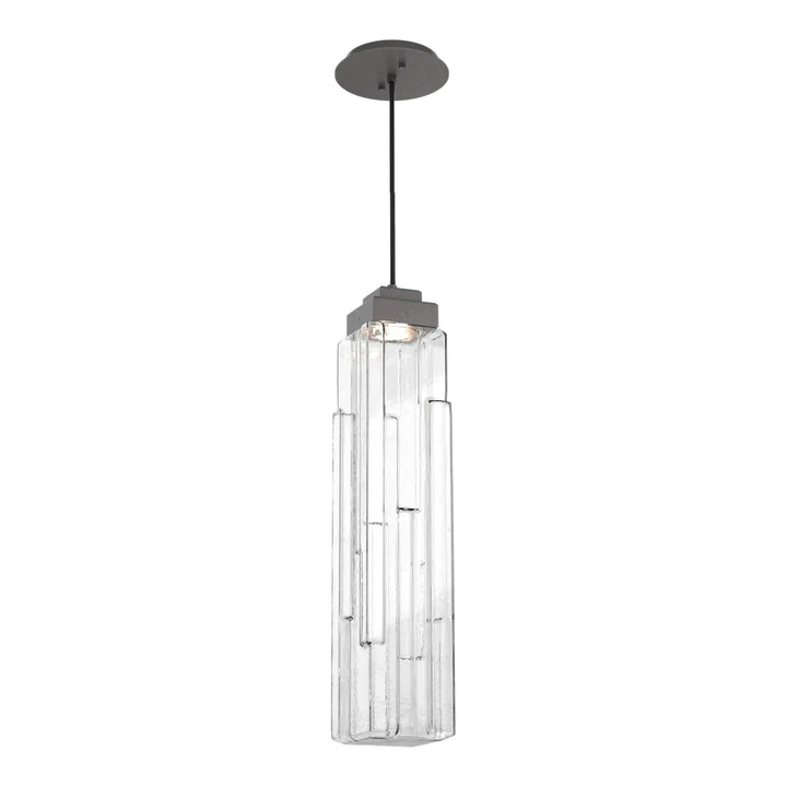 Ledgestone Pendant by Hammerton Studio in Graphite with Clear Ledgestone glass on adjustable cord