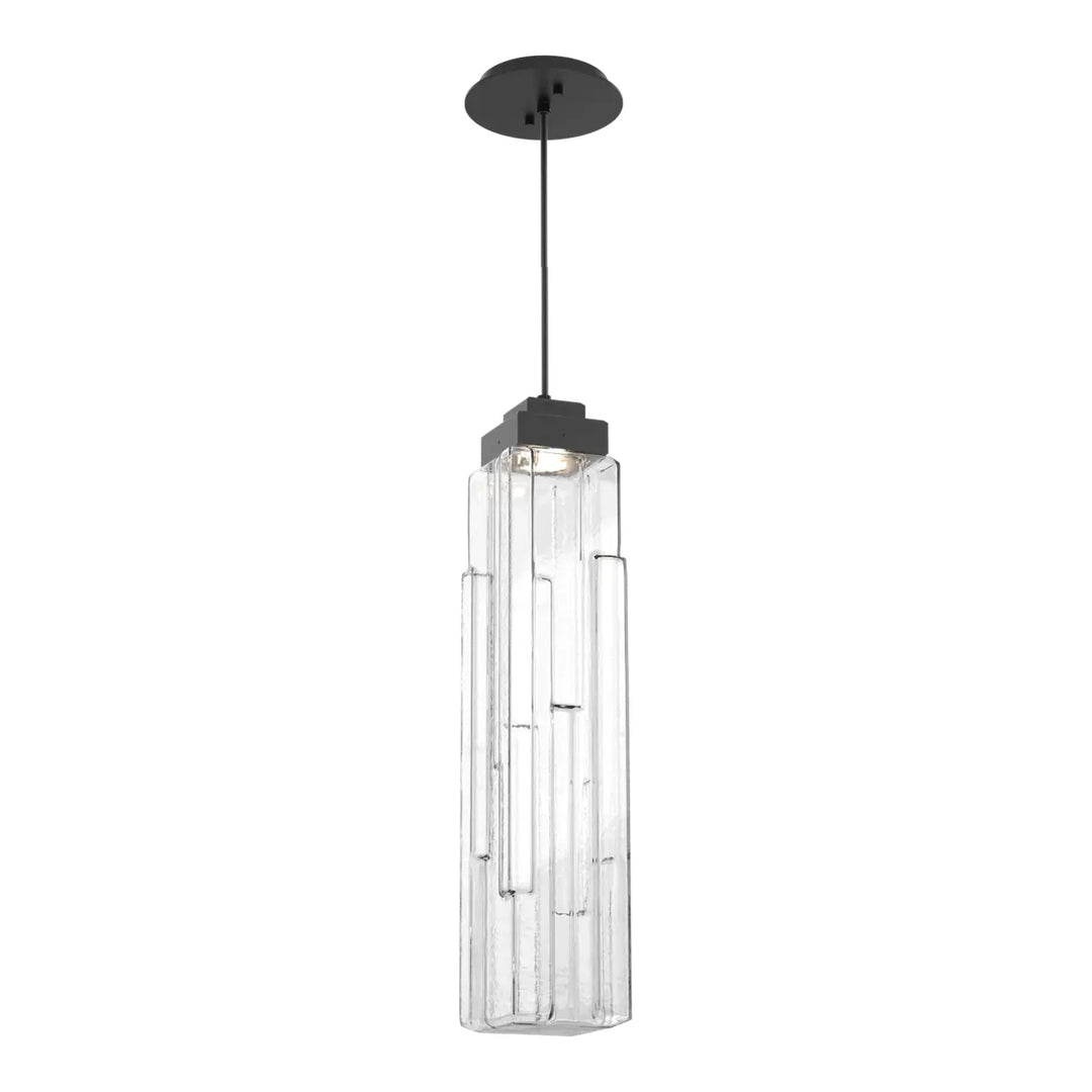 Ledgestone Pendant by Hammerton Studio in Matte Black with Clear Ledgestone glass on adjustable cord