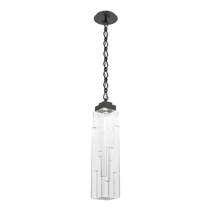 Ledgestone Pendant by Hammerton Studio in Matte Black with Clear Ledgestone glass on chain