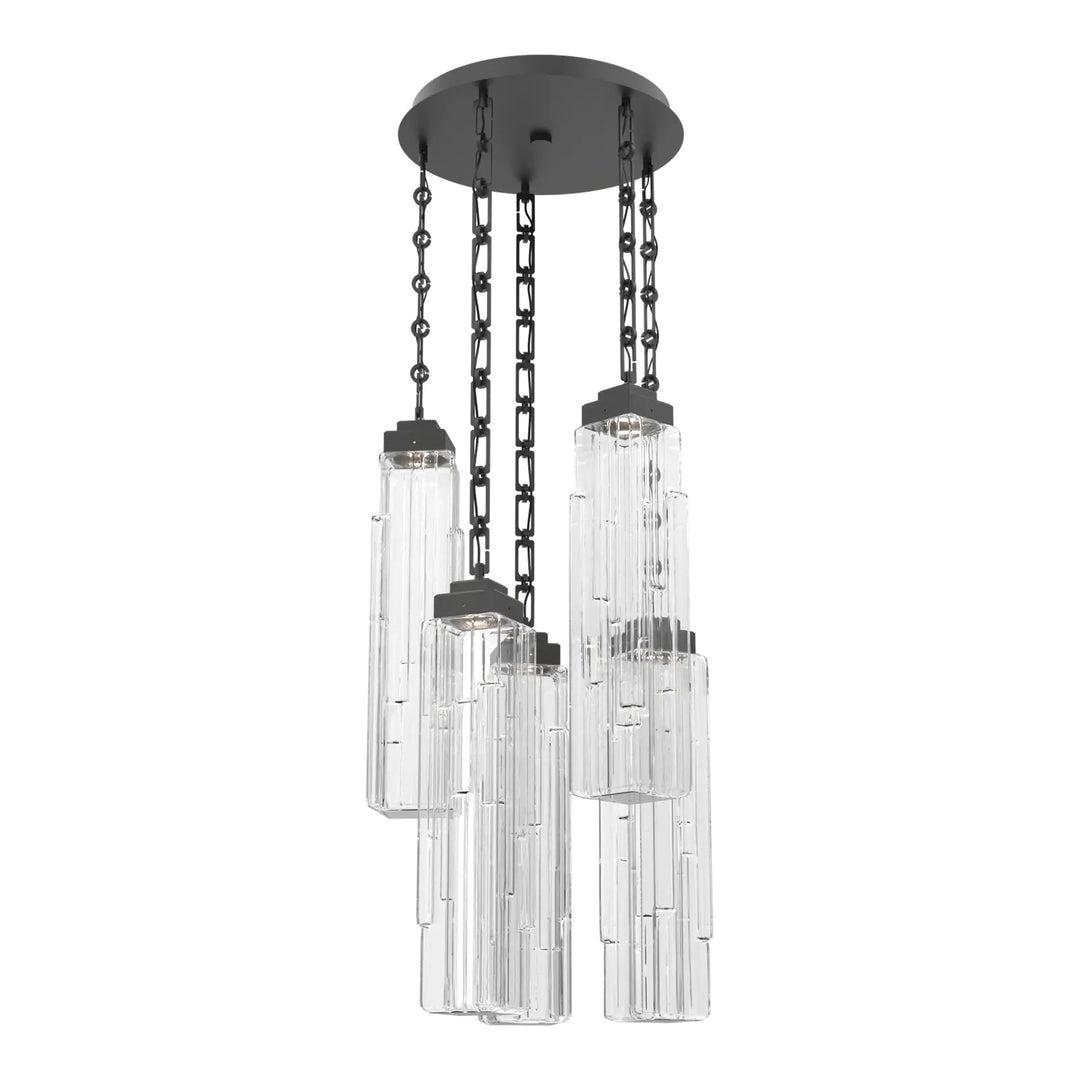 Ledgestone Round Pendant Chandelier by Hammerton Studio on Rectangular Chain