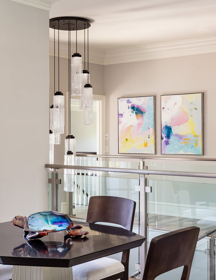 Ledgestone Round Pendant Chandelier by Hammerton Studio in a styled interior