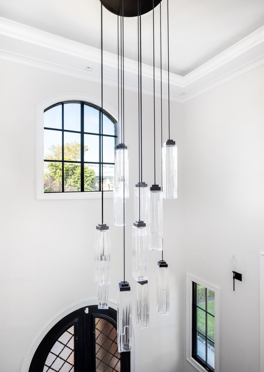 Ledgestone Round Pendant Chandelier by Hammerton Studio in a styled interior