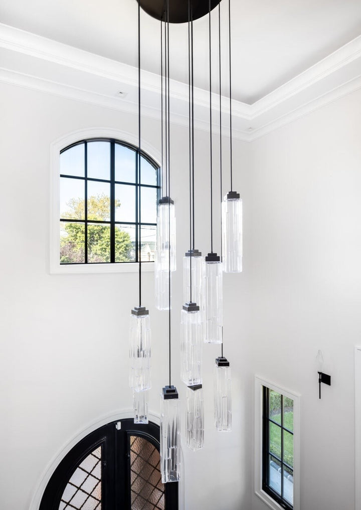 Ledgestone Round Pendant Chandelier by Hammerton Studio in a styled interior