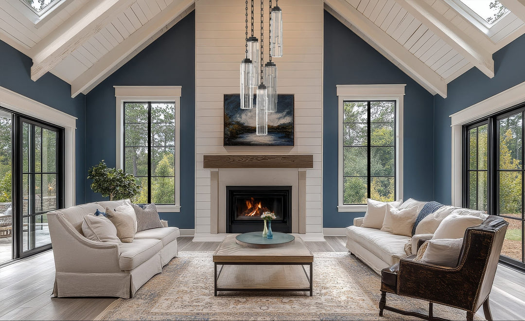 Ledgestone Round Pendant Chandelier by Hammerton Studio in a styled interior