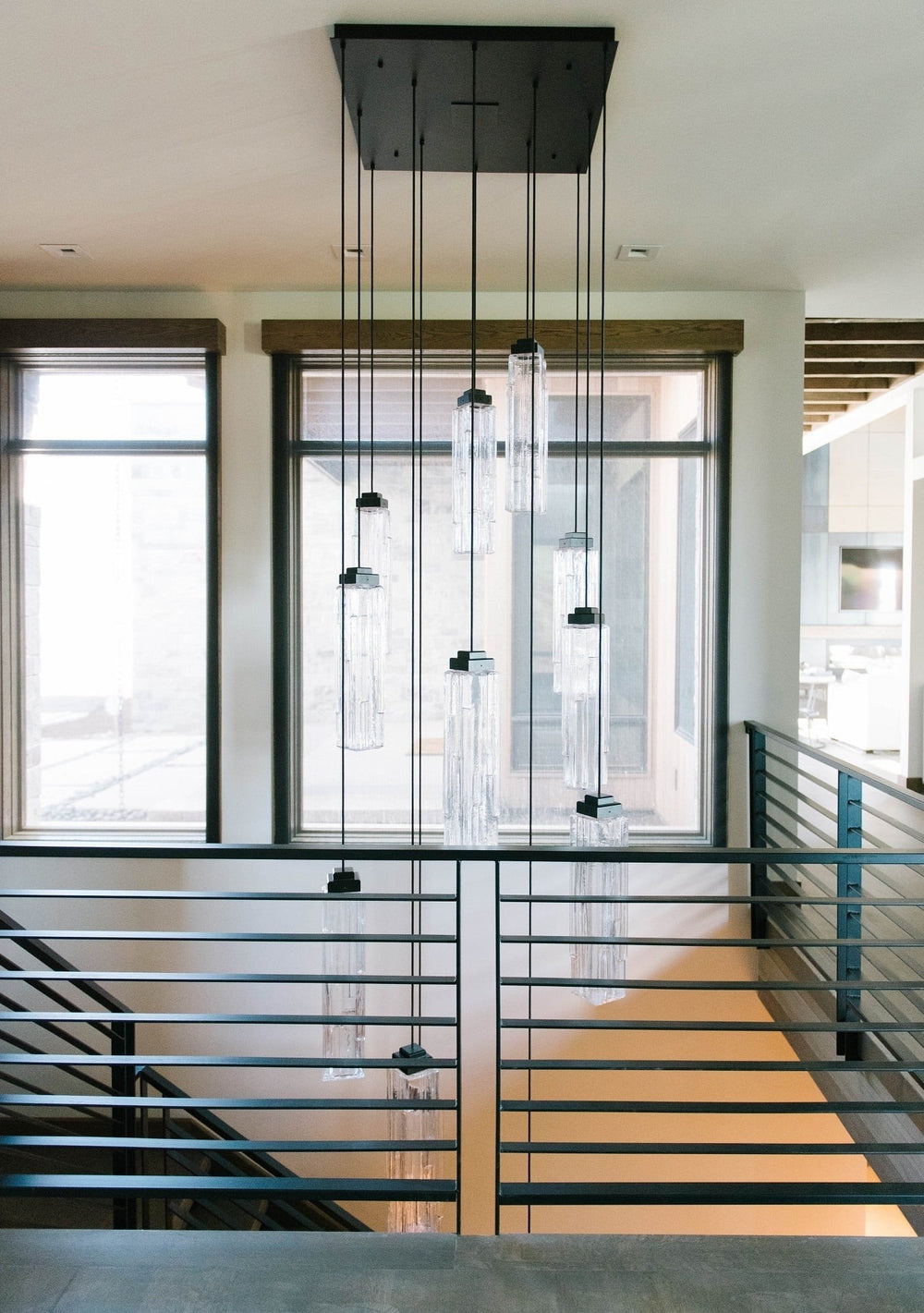 Ledgestone Square Pendant Chandelier by Hammerton Studio in a styled interior