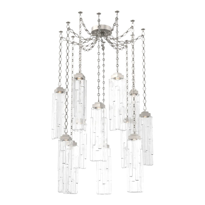 Ledgestone Swag Chandelier by Hammerton Studio 12 Lights in Beige Silver with Clear Ledgestone glass on chain