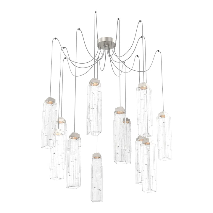 Ledgestone Swag Chandelier by Hammerton Studio 12 Lights in Beige Silver with Clear Ledgestone glass on adjustable cord