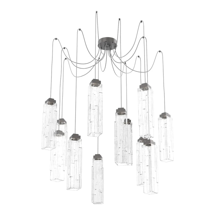 Ledgestone Swag Chandelier by Hammerton Studio 12 Lights in Graphite with Clear Ledgestone glass on adjustable cord