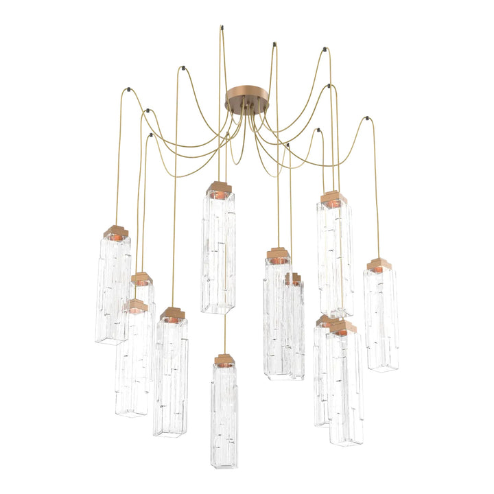Ledgestone Swag Chandelier by Hammerton Studio 12 Lights in Novel Brass with Clear Ledgestone glass on adjustable cord