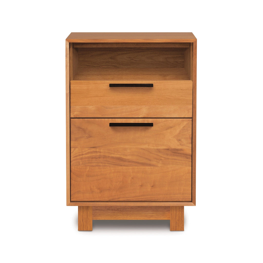 Linear file cabinet with open cubby