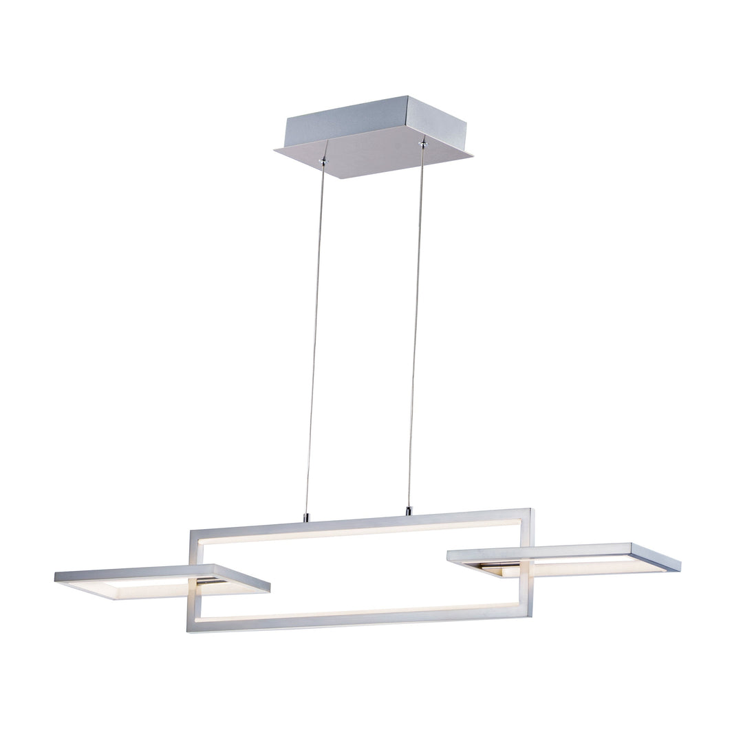 Link 3-Light LED Linear Pendant by ET2 Lighting in Satin Nickel, front view