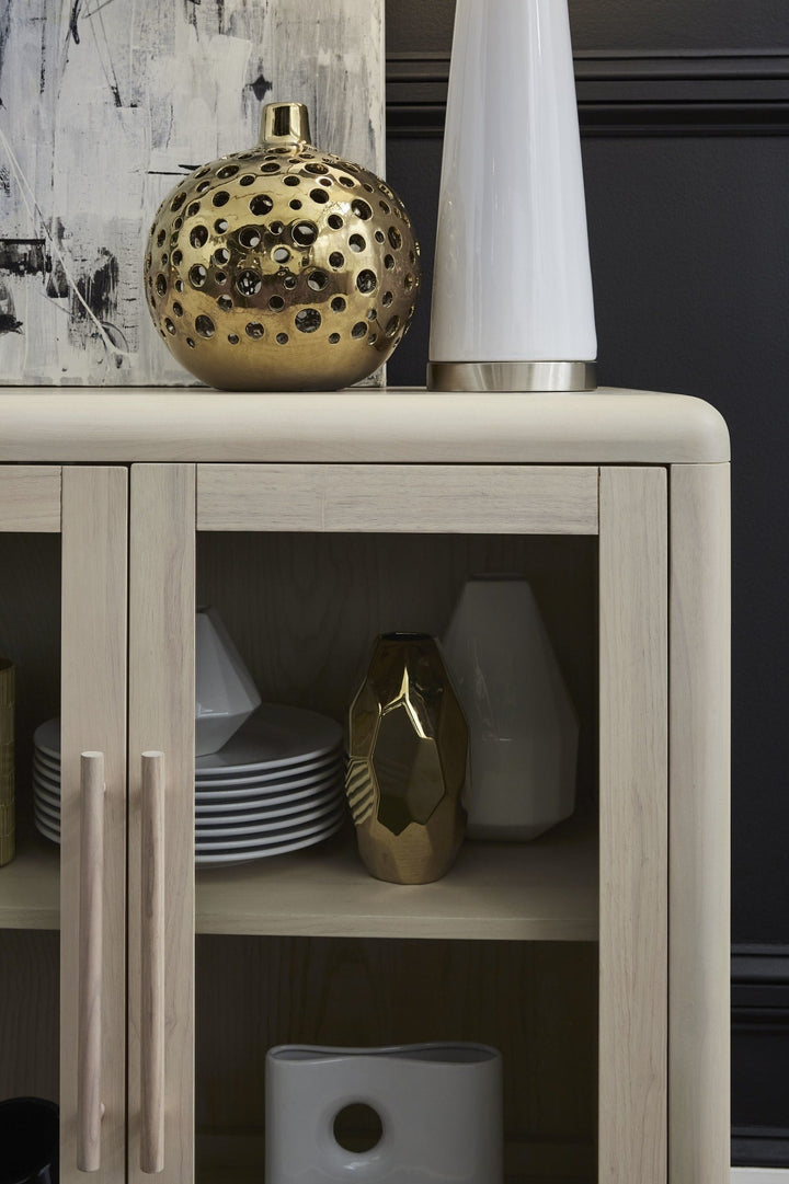 Liv Glass Door Sideboard in White Sand — lifestyle photo