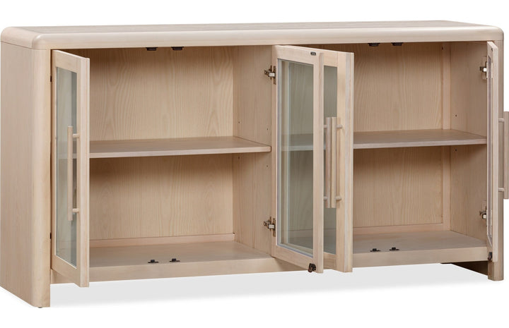 Liv Glass Door Sideboard in White Sand — product view on a white background