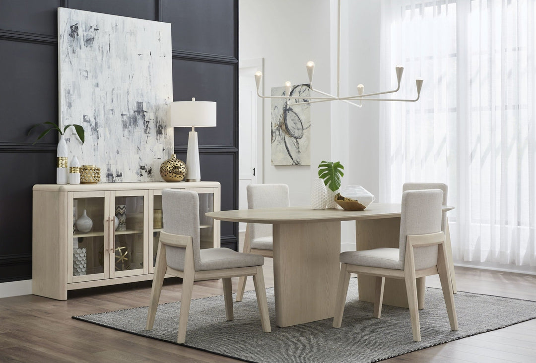 Liv Oval Dining Table in White Sand — lifestyle photo
