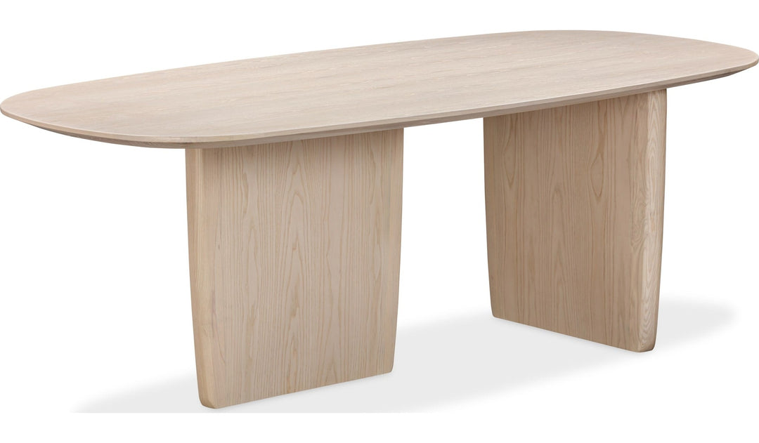 Liv Oval Dining Table in White Sand — product view on a white background