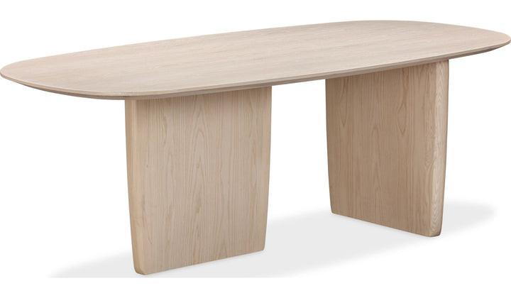 Liv Oval Dining Table in White Sand — product view on a white background