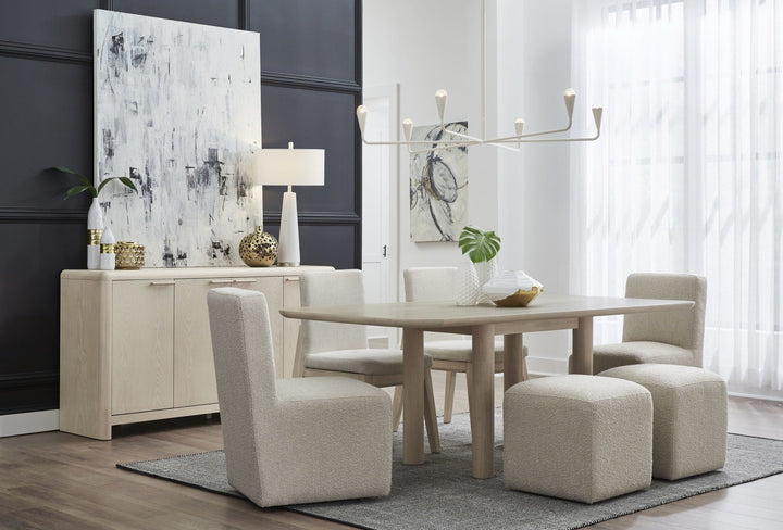 Liv Rectangular Dining Table in White Sand — lifestyle photo