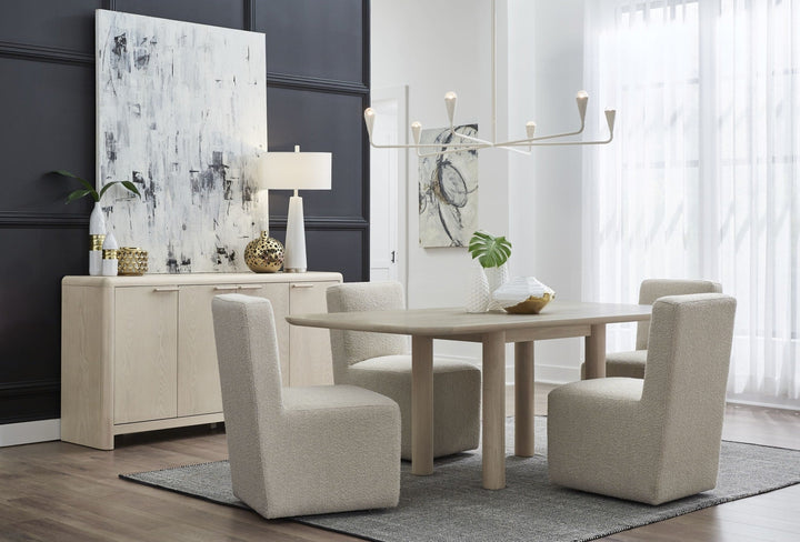 Liv Rectangular Dining Table in White Sand — lifestyle photo