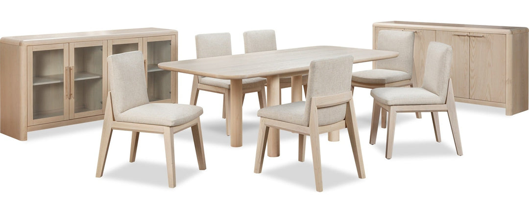 Liv Rectangular Dining Table in White Sand — product view on a white background
