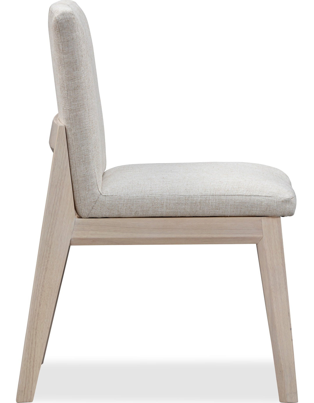 Liv Solid Wood Dining Chair in White Sand and Natural Linen — product view on a white background