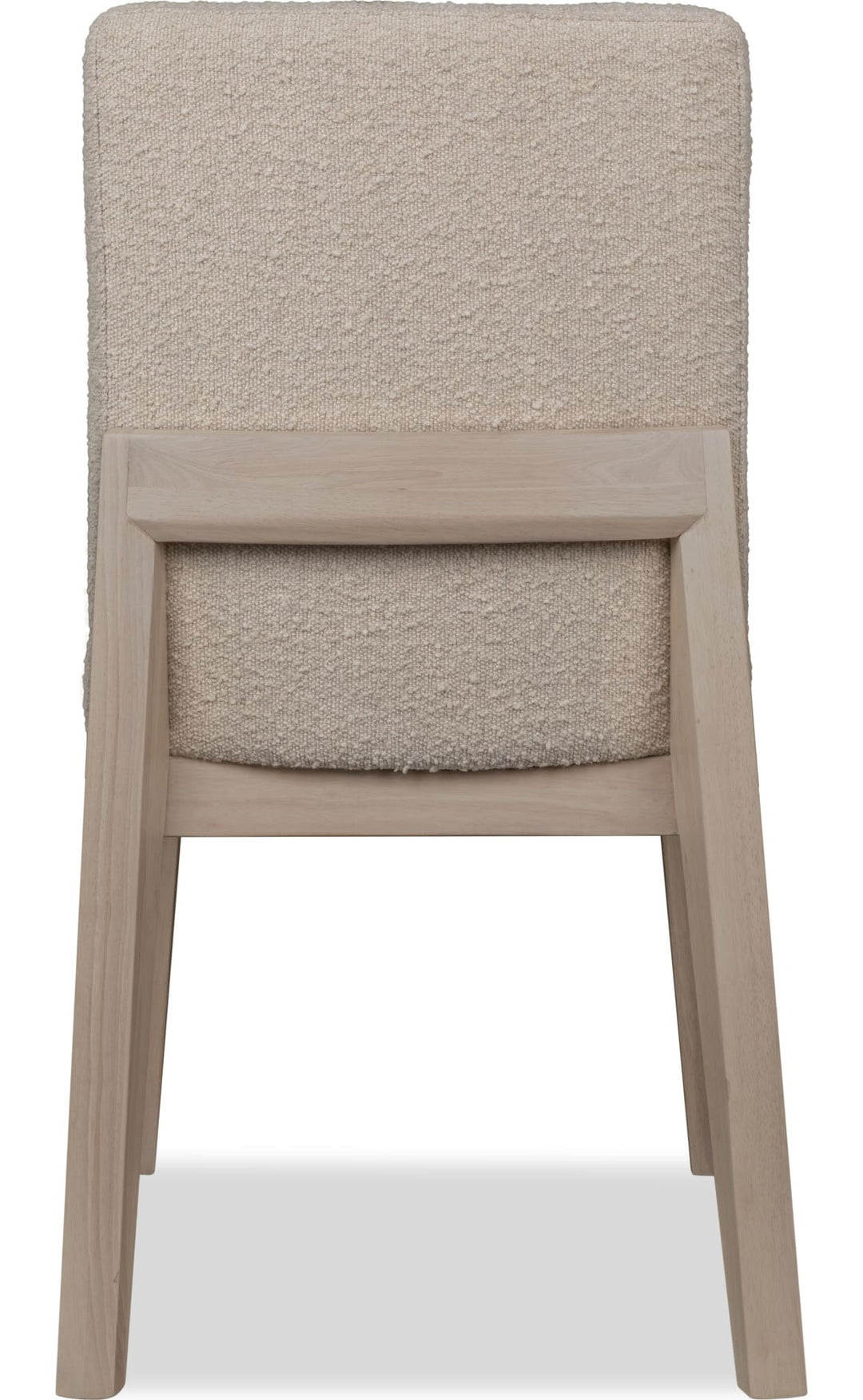 Liv Solid Wood Dining Chair in White Sand and Brun Boucle — product view on a white background