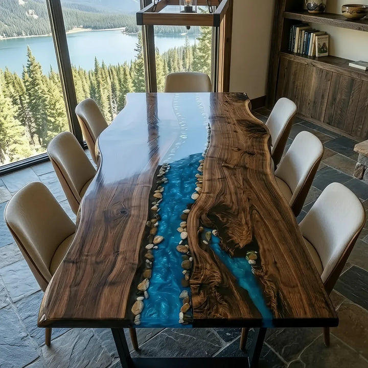 Alpine Black Walnut River Dining Table by Thomas Dawn