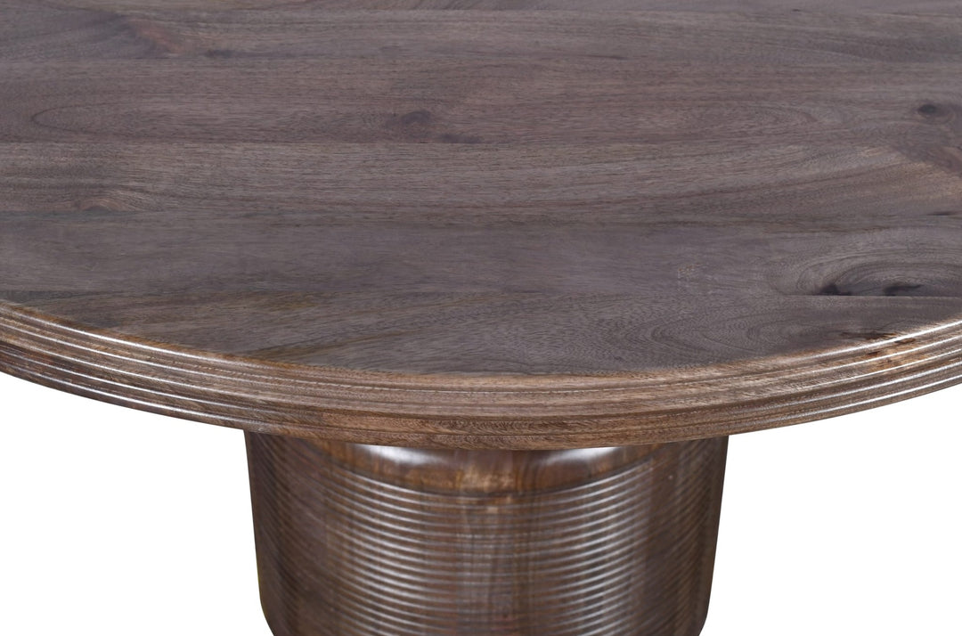 Liyana Solid Wood Round Dining Table in Natural Tan — lifestyle photo